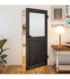 Ganzglastür - Country Schwarz gebeizt Model 23
