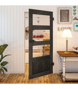Ganzglastür - Country Schwarz gebeizt Model 32