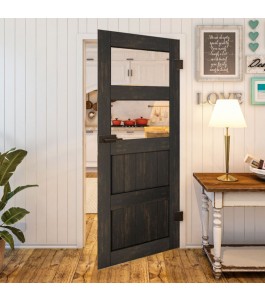 Ganzglastür - Country Schwarz gebeizt Model 33