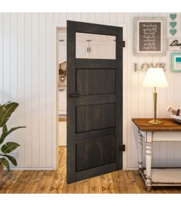 Ganzglastür - Country Schwarz gebeizt Model 34