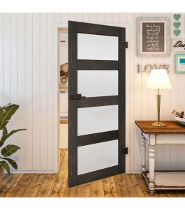 Ganzglastür - Country Schwarz gebeizt Model 35
