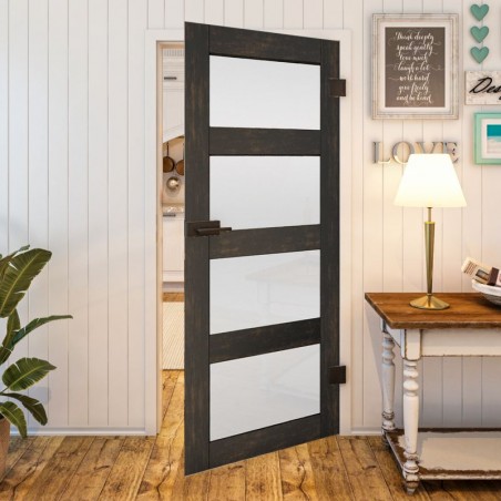 Ganzglastür - Country Schwarz gebeizt Model 35