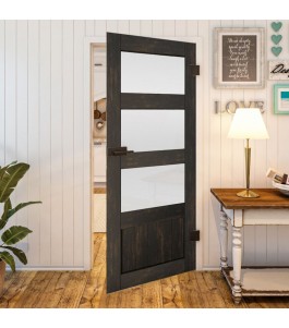 Ganzglastür - Country Schwarz gebeizt Model 36