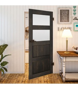 Ganzglastür - Country Schwarz gebeizt Model 37