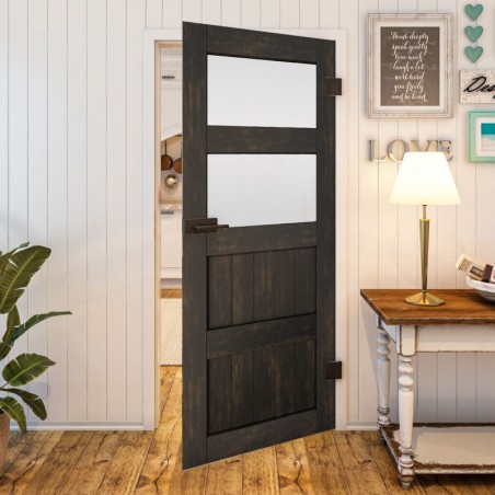 Ganzglastür - Country Schwarz gebeizt Model 37