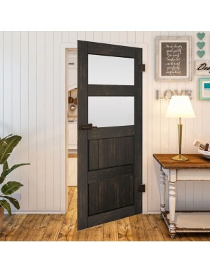 Ganzglastür - Country Schwarz gebeizt Model 37