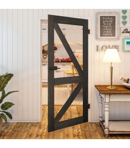 Ganzglastür - Country Schwarz gebeizt Model 41