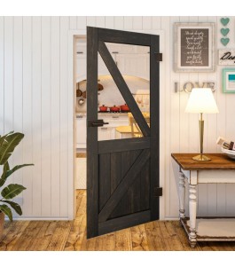 Ganzglastür - Country Schwarz gebeizt Model 42