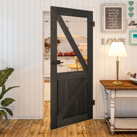 Ganzglastür - Country Schwarz gebeizt Model 42