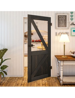 Ganzglastür - Country Schwarz gebeizt Model 42