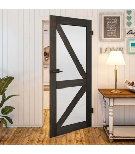Ganzglastür - Country Schwarz gebeizt Model 43