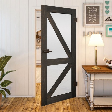 Ganzglastür - Country Schwarz gebeizt Model 43