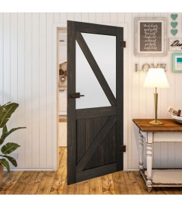 Ganzglastür - Country Schwarz gebeizt Model 44