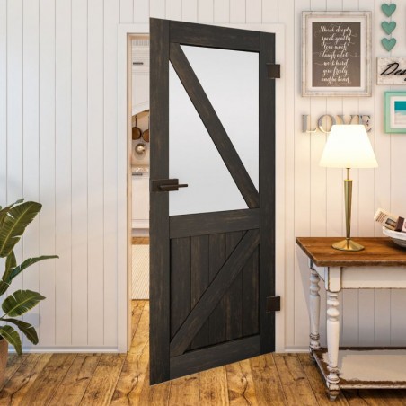 Ganzglastür - Country Schwarz gebeizt Model 44