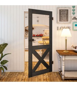 Ganzglastür - Country Schwarz gebeizt Model 51