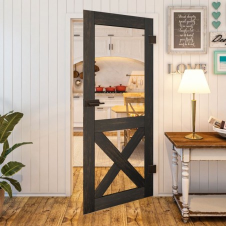 Ganzglastür - Country Schwarz gebeizt Model 51