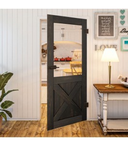 Ganzglastür - Country Schwarz gebeizt Model 52