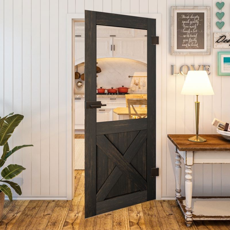 Ganzglastür - Country Schwarz gebeizt Modell 52