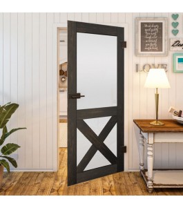 Ganzglastür - Country Schwarz gebeizt Model 53