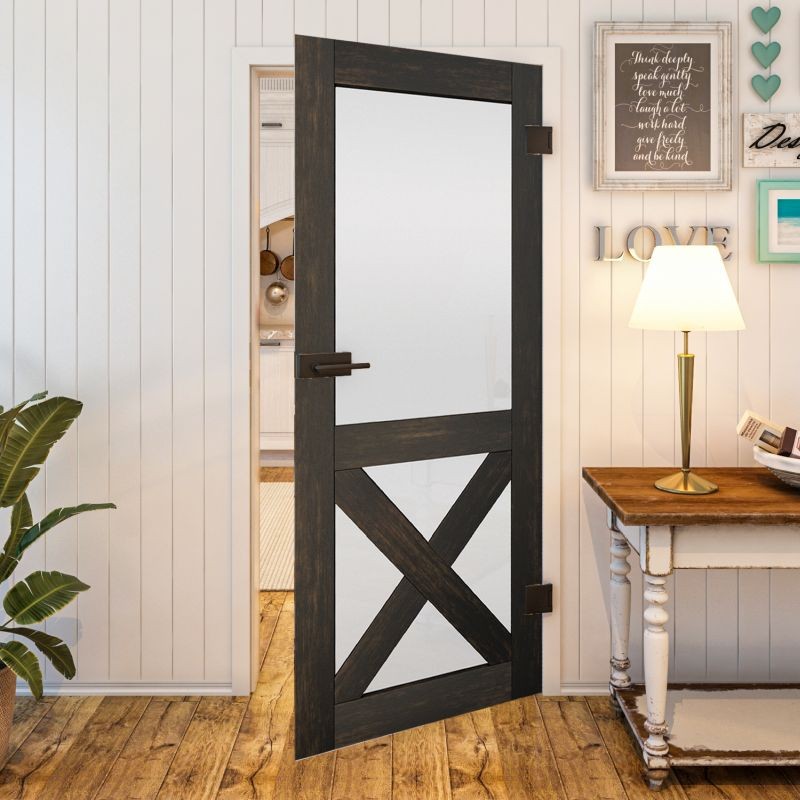 Ganzglastür - Country Schwarz gebeizt Modell 53