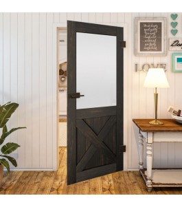Ganzglastür - Country Schwarz gebeizt Model 54