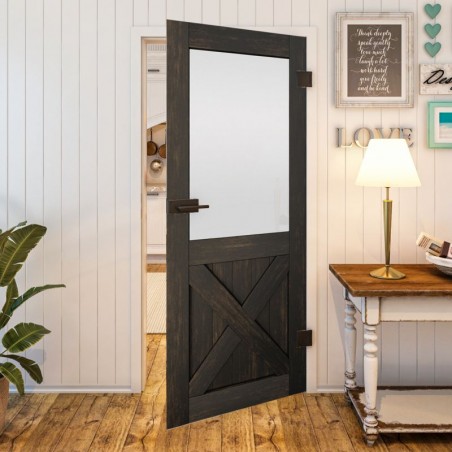Ganzglastür - Country Schwarz gebeizt Model 54