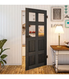 Ganzglastür - Country Schwarz gebeizt Model 62