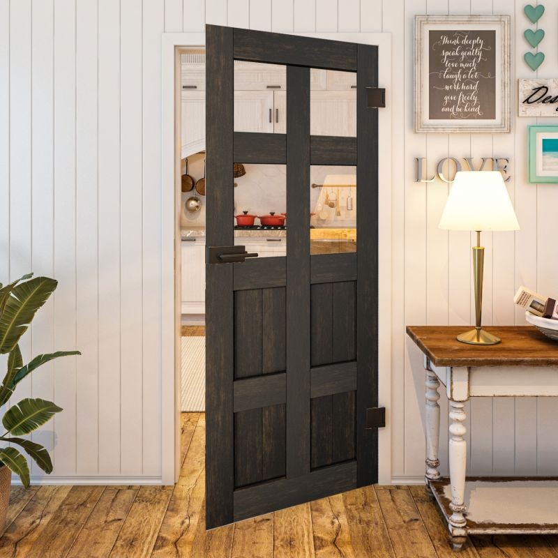 Ganzglastür - Country Schwarz gebeizt Modell 62