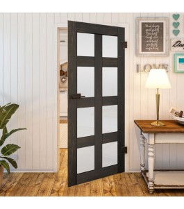 Ganzglastür - Country Schwarz gebeizt Model 64