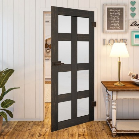 Ganzglastür - Country Schwarz gebeizt Model 64