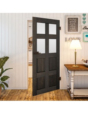 Ganzglastür - Country Schwarz gebeizt Model 65