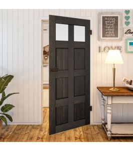 Ganzglastür - Country Schwarz gebeizt Model 66