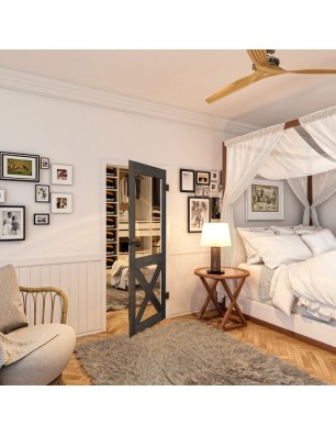 Ganzglastür - Country Schwarz gebeizt Model 51