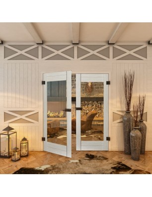 Ganzglastür - Country Weiss Rustikal Model 12