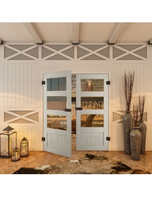 Ganzglastür - Country Weiss Rustikal Model 32