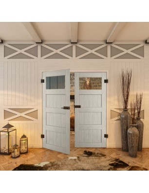 Ganzglastür - Country Weiss Rustikal Model 34