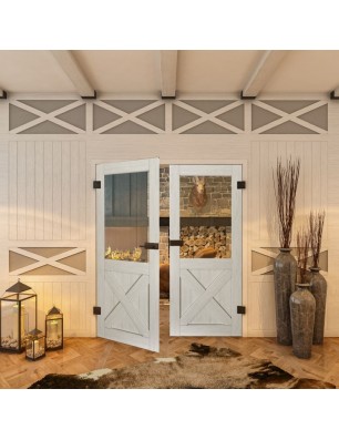 Ganzglastür - Country Weiss Rustikal Model 52