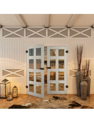 Ganzglastür - Country Weiss Rustikal Model 61