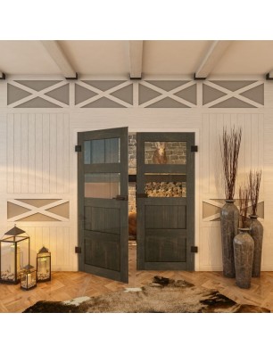 Ganzglastür - Country Schwarz gebeizt Model 33