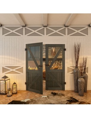 Ganzglastür - Country Schwarz gebeizt Model 42