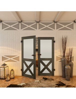 Ganzglastür - Country Schwarz gebeizt Model 53