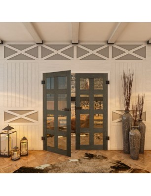 Ganzglastür - Country Schwarz gebeizt Model 61