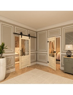 Ganzglastür - Country Astkiefer Model 12 - modernes Zuhause