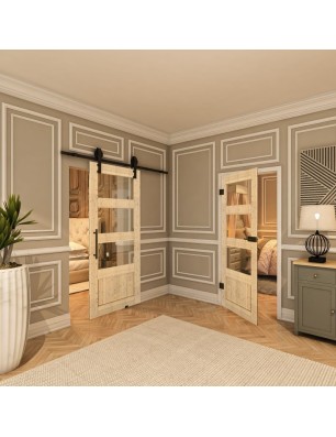 Ganzglastür - Country Astkiefer Model 32 - modernes Zuhause