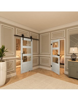 Ganzglastür - Country Weiss Rustikal Model 32