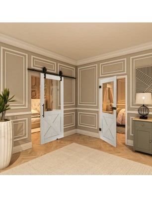 Ganzglastür - Country Weiss Rustikal Model 52