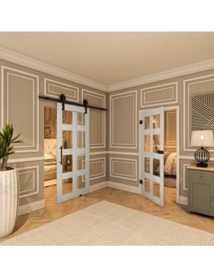 Ganzglastür - Country Weiss Rustikal Model 61