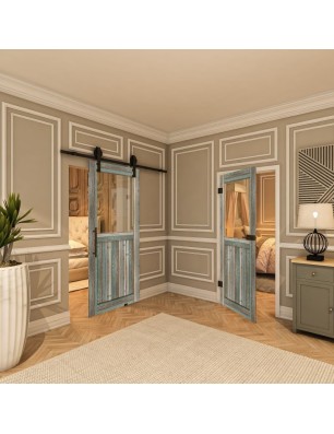 Ganzglastür - Country Bunt geplankt Model 22