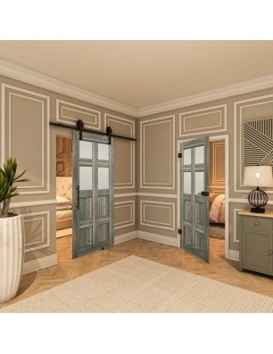 Ganzglastür - Country Bunt geplankt Model 65