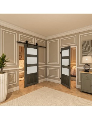 Ganzglastür - Country Schwarz gebeizt Model 36